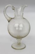 Antique Glass Footed Ewer, Mid-19th Century