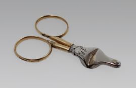 Early 20th c. Maple & Co Gold & Steel Cigar Scissors
