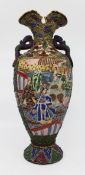 Large Antique Japanese Edo Period Satsuma Moriage Vase Circa 1890