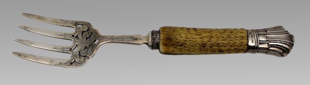 Edwardian Solid Silver and Bone-Handled Bread Fork