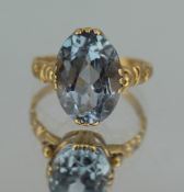 Vintage Aquamarine 18ct Gold Ring