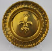 Antique Brass Charger with Fleur De Lys
