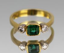 Emerald & Diamond 18ct Gold Ring