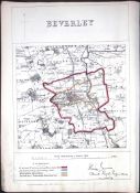 Beverley Yorkshire Boundary Commission Coloured 157-Year-Old Antique Map.