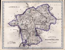 The Lake District Cruchley's Scarce Antique Railways & Stations Coloured Map.