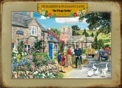 Our Green and Pleasant Land Nostalgic Village Policeman Scene Metal Wall Art