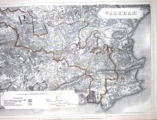 Wareham Dorset Boundary Commission 157-Year-Old Large Antique Map.