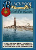 Welcome To Blackpool Tower Victorian Style Holiday Poster Metal Wall Art