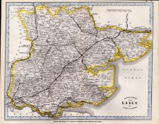 County Essex Cruchley Scarce Antique Railways & Stations Coloured Map.