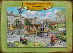 Our Green and Pleasant Land Village Rag & Bone Man Scene Metal Wall Art