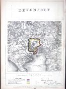 Devonport Devon Boundary Commission 157-Year-Old Scarce Coloured Antique Map.