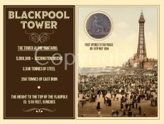 Blackpool Tower Original 130 Years-Old Penny Coin Designed Metal Plaque