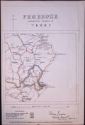 Tenby Pembrokeshire Wales Boundary Commission 157-Year-Old Coloured Antique Map.