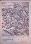 Merthyr Tydfil Wales Boundary Commission 157-Year-Old Coloured Antique Map.