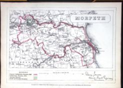 Morpeth Northumberland Boundary Commission 157-Year-Old Antique Map.