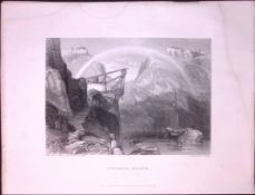 Cornwall Tintagel Castle WH Bartlett 183 Years-Old Antique Steel Engraving-31