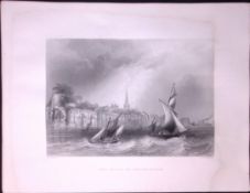 Hampshire Southampton WH Bartlett 183 Years-Old Antique Steel Engraving-24