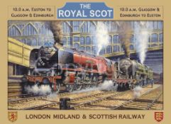 The Royal Scot Steam Train Nostalgic Poster Style Large Metal Wall Art