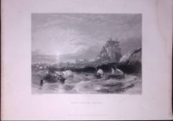 Northumberland Holy Island WH Bartlett 183 Years-Old Antique Steel Engraving-9