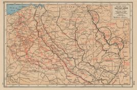 WWI Battle Map Showing The Allied Advance into Germany, the final stage of the War