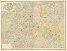 The City Of Paris Transport Links, Railway Tramways Coloured Large Map