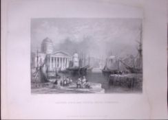 Lancashire-Liverpool WH Bartlett 183 Years-Old Antique Steel Engraving-16