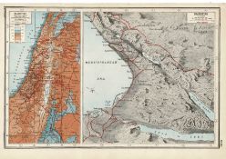 WW1 Map of Palestine (with an inset of the Sinai Peninsular) Coloured Map