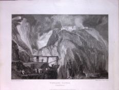J.M.W Turner “Tintagel Castle Cornwall” Views from a Southern Coast Rare Copper Engraving-42