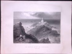Wales Mumbles Rocks Rare 1776 Georgian Copper Plate Antique Engraving -36