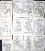 Collection of 12 Scarce King George III 233 Years-Old John Cary Town Maps.
