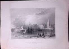 Lancashire-Liverpool WH Bartlett 183 Years-Old Antique Steel Engraving-17