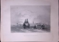 Lancashire-Liverpool Mersey WH Bartlett 183 Years-Old Antique Steel Engraving-18