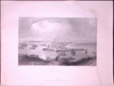 Scotland Aberdeen WH Bartlett 183 Years-Old Antique Steel Engraving-33