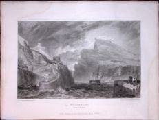 J.M.W Turner “Boscastle Cornwall” Views from a Southern Coast Rare Copper Engraving-43