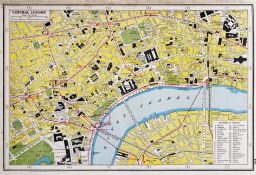Antique Coloured Map Of London Central With Grid For Theatreland