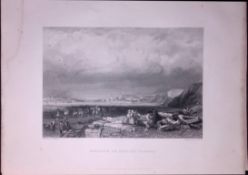 Tyne & Wear Shields Harbour WH Bartlett 183 Years-Old Antique Steel Engraving-11