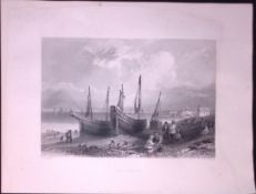 Cumbria Allonby WH Bartlett 183 Years-Old Antique Steel Engraving-22