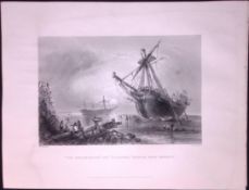 Westminster & Claudine Ships Margate WH Bartlett 183 Years-Old Antique Steel Engraving-27