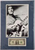 Carl Perkins Signed Dollar Bill In Mounted Display