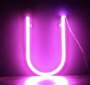 Two Neon Letters LED H&U Wall Hanging or Free Standing