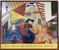 David Hockney Original Exhibition Poster For 1853 Gallery, Signed With Latter of COA