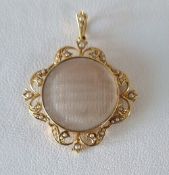 Antique Seed Pearl Locket Picture Photo Frame Pendant, 15ct Gold 7.8g, 36mm