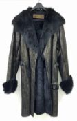 Unique Yves Saint Laurent Metallic Leather Coat With Internal Fur