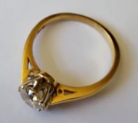 Ladies 3/4 Carat Diamond Solitaire Ring 18ct Yellow Gold
