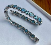 H Stern 18ct White Gold Tennis Bracelet With 32 Carats of Blue Topaz; 19cm