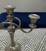 Antique English Ian Health Silver Plated Triple Candelabra