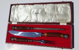 Vintage Carving Set By Harrods In Original Fitted Case.