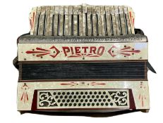 Pietro Antique Mother of Pearl Piano Accordion With Case - For Refurb & Repair