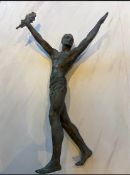 Art Deco Figure of Athlete With An Olympic Trophy In Spelter