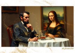 Mr. Jerusalem “Abraham Lincoln Having Dinner With Mona Lisa-D2” Original, A2 Poster Print